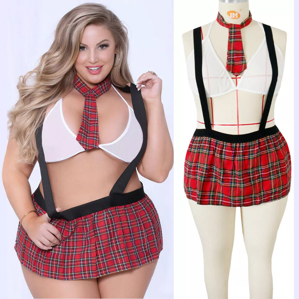 Plus Size Sexy School Girls Outfit Costume Lingerie Dress Role Play Uniform  1Set | eBay