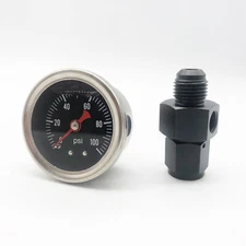 Liquid Oil Pressure Gauge 0-100 PSI Pressure Gauge 1/8" NPT With AN 6 Adapter