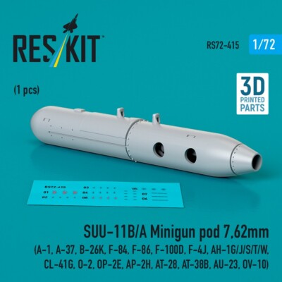 SUU-11B/A Minigun pod 7,62mm (1 pcs)  (3D printed) 1/72 ResKit RS72-0415