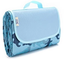 Beach Picnic Blanket, Water & Sand proof Camo/Blue Sz-79"W x 77"L