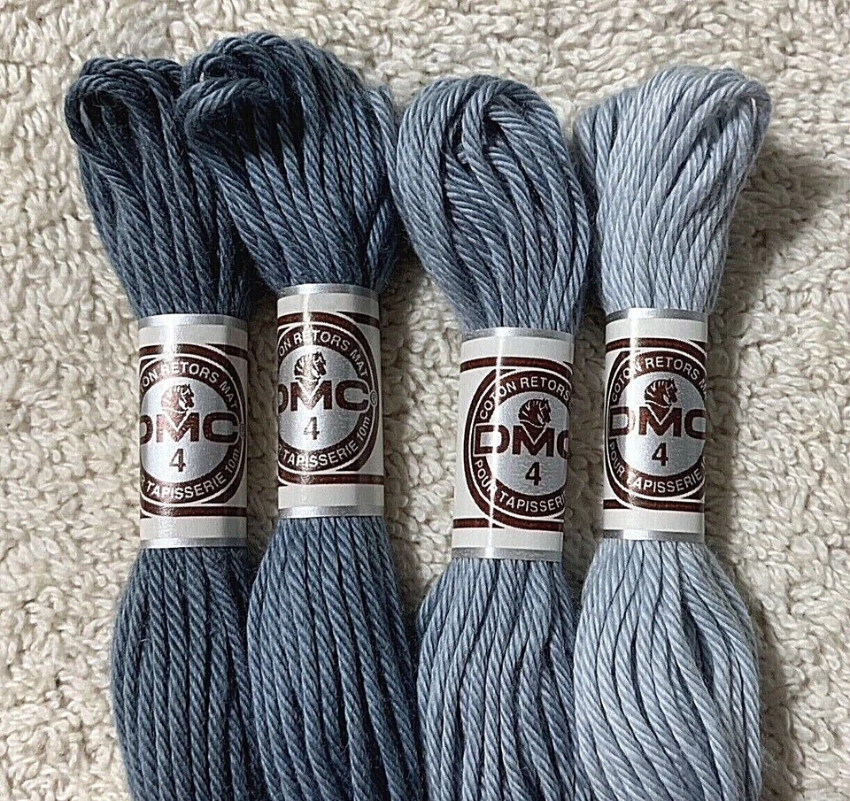 DMC Retours Mat Cotton Floss No. 4 4 Skeins 5 Ply Shades of Blue - Image 3 of 4