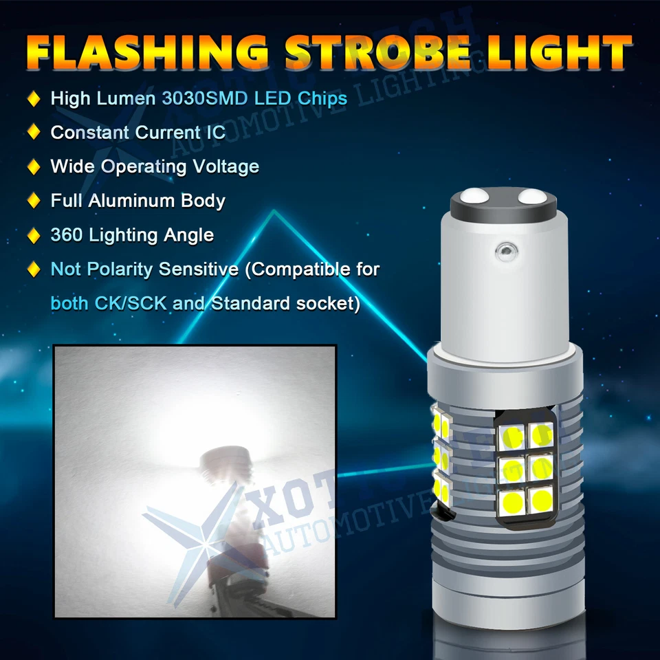1157 7528 LED Estroboscópico Freno Aparcamiento Bombilla Intermitente Intermitente Super Blanco Foto 2 de 4
