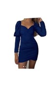 Pretty little thing blue long sleeve bodycon dress size 8