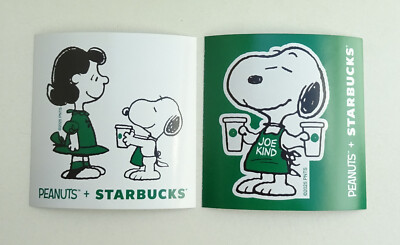 Starbucks Sticker Aufkleber Peanuts Joe Kind Snoopy Europa Set 2 Stück NEU