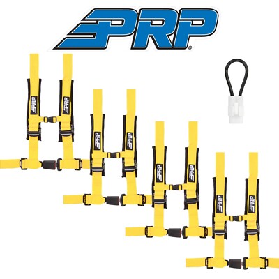 PRP (4) Yellow 4-Point 2'' Harness/Seat Belt Bypass For 2015+ Yamaha YXZ1000