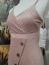 Almost Famous *NWT Sheath Mini Dress Pink Sz XS Junior Corduroy Surplice