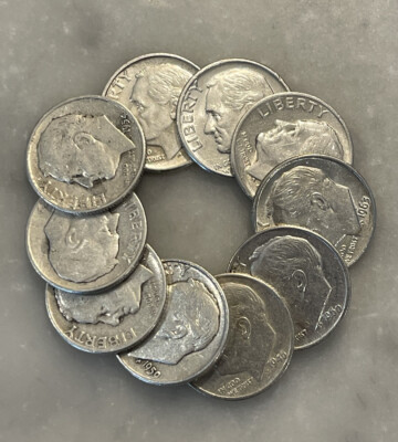 Lot of 10 Roosevelt Dimes 1946-1964 90% Silver CHOOSE HOW MANY