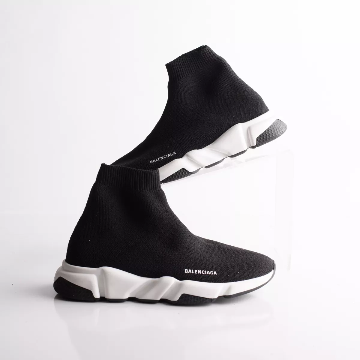 Balenciaga Kids Speed Sock Sneakers Black White Knit Eu 29-30 US 11-12 Pull | eBay