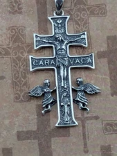 925 Sterling Silver Caravaca Crucifix with Angels Necklace