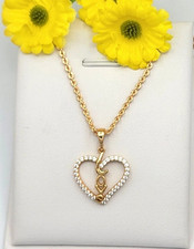 Round Simulated Diamond Women's Heart Shape Pendant In 14k Yellow Gold Plated