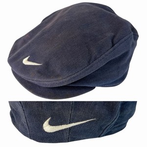 VTG 90s Nike Dual Swoosh Newsboy Cabbie Cap Navy Flat Ivy Golf Made in USA Small