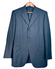 Canali Super 120s Wool Blazer Men  s 42R Navy Chalk Stripe Made in Italy