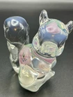 Fenton Hand Painted Squirrel Figurine Signed K. Lupardus Iridescent Art Glass