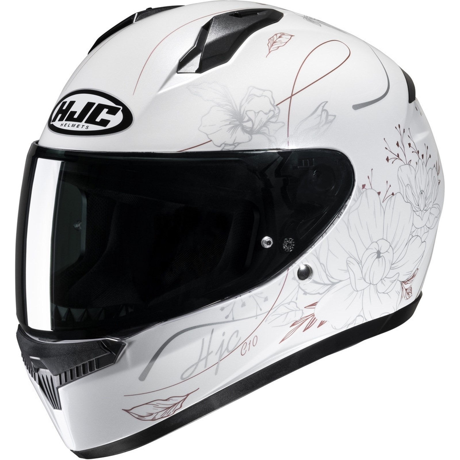 HJC C10 Epik Full-Face Motorcycle Helmet L - White-Silver-Burgundy