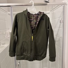The North Face Boys Reversible Quilted Surgent Hoodie Jacket Green Camo Large
