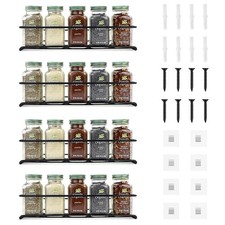 4 Pack Spice Rack Organizer, Wall Mount Spice Rack Organizer,Screw or Adhesiv...