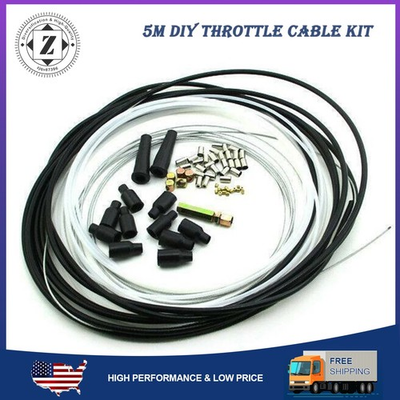 #ad #ad 5 Metre Motorcycle Throttle Cable Kit DIY Nipple Ferrule Pit Dirt Bike Universal $14.99