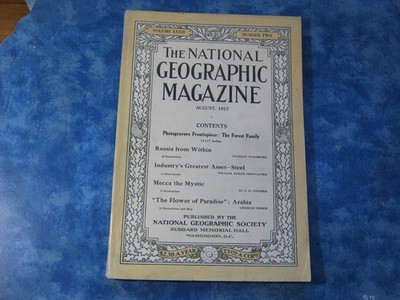 ANTIQUE NATIONAL GEOGRAPHIC August 1917 RUSSIA Mystic Mecca ARABIA + Bear Poster