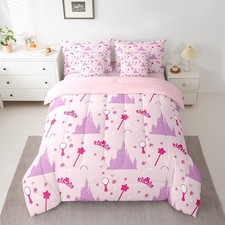 7 Pieces Dreamy Castle Comforter Set Queen Size, Cute Princess Crown Bedding ...