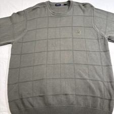 SWEATER MENS XL IZOD PULLOVER KHAKI Knitted Crewneck