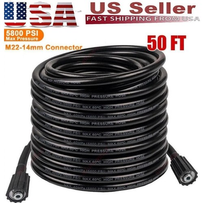 #ad 5800PSI High Pressure Washer Hose M22 14mm Power Washer Extension Hose 50FT US ✨ $17.99
