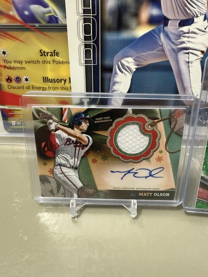 Matt Olson Topps Holiday Auto reliquia #04/25 Braves juego usado Foto 4 de 4