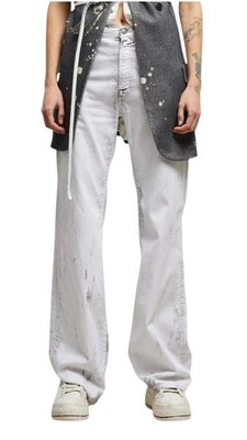 R13 Jane Damen Jeans 26 Splitter Grau Stretch Slim Gerade Lang RRP870
