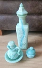 Rare Vintage Decanter with Matching Avon Pitcher and Powder Sachet Set