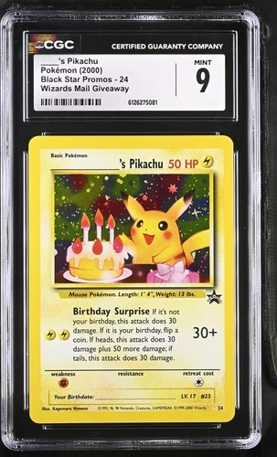 CGC 9 MINT ____'s Pikachu 2000 Black Star Promos 24 Holo Pokemon Card