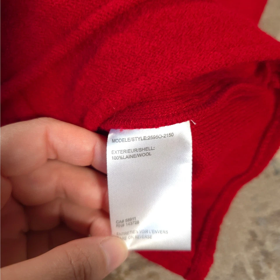 Tribal Deep Red Hidden Button Cardigan/Jacket Women Size XL 100% Wool Rib Sleeve - Image 4 of 4