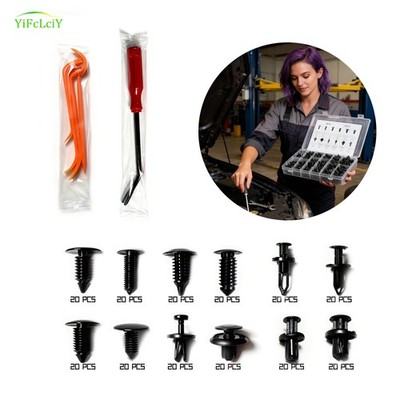240PCS For Element Bumper Retainer Clip Kit Auto Plastic Rivets Push Fasteners