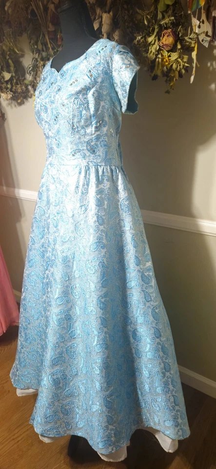 Vestido metálico vintage 1960 azul cachemir como en la foto talla grande Foto 4 de 4