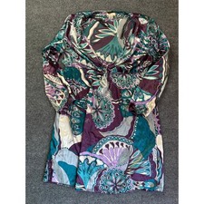 Baby Phat Mini Dress Womens 16 Purple Teal Y2K Psychedelic Print Long Sleeve