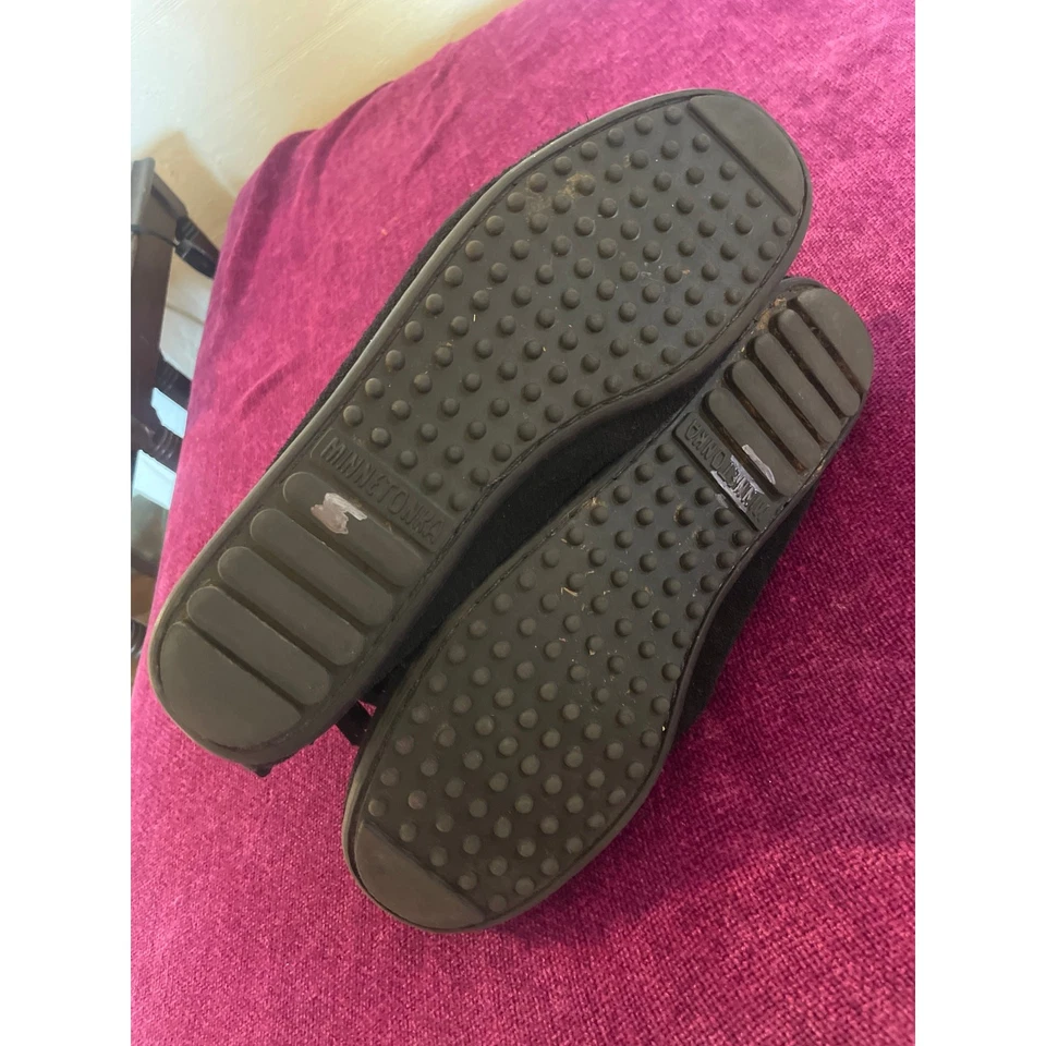 MINNETONKA Gamuza Flecos Mocasín Botines Negro Talla 9 SUROESTE Zapatos Foto 4 de 4