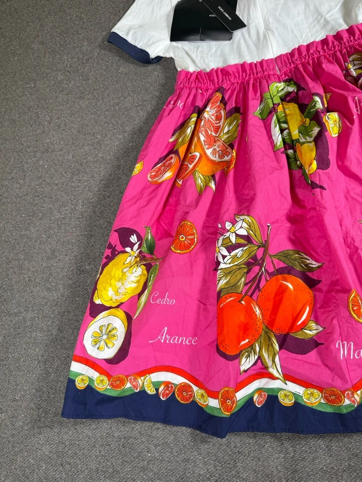 Dolce & Gabbana Rosa Estampado de Cítricos Niñas Camiseta Vestido Niñas Talla 9/10 Nuevo con Etiquetas Foto 3 de 4