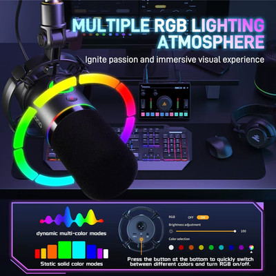 XLR\USB Dynamisches Mikrofon für Gaming Aufnahme Streaming Youtube Metallmikrofon 