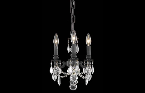 Dark Bronze Crystal Pendant 3 Light Fixture Bathroom Bedroom Kitchen Chandelier - Picture 2 of 2
