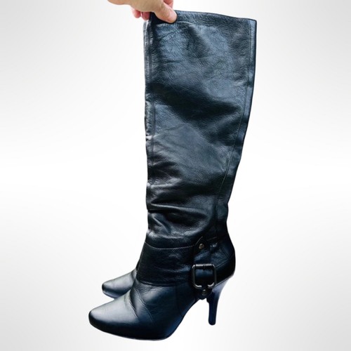 Botas de cuero negras Dune London hasta la rodilla tacón de aguja Reino Unido 3 UE 36 - Imagen 12 de 19