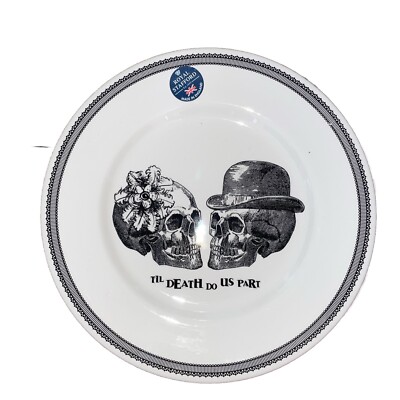 Royal Stafford Halloween Dinner  Plates Set of 3 Skulls ''Till Death Do Us Part''