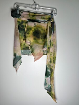 Pepper Mayo Women's 8 Sariah Sheer Asymmetric Hem Tie Mini Skirt Rainforest