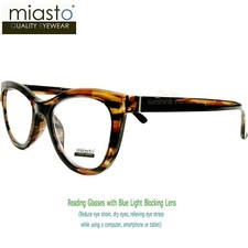  2 PAIRS MIASTO BIG CAT EYE COMPUTER READING GLASSES ANTI-BLUE LIGHT  2.00