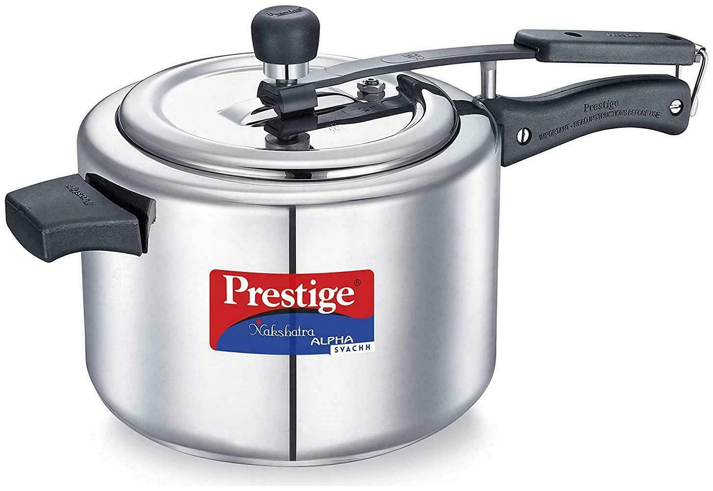 New Prestige Nakshatra Alpha Stainless Steel Pressure Cooker, 5 Litres, Silver