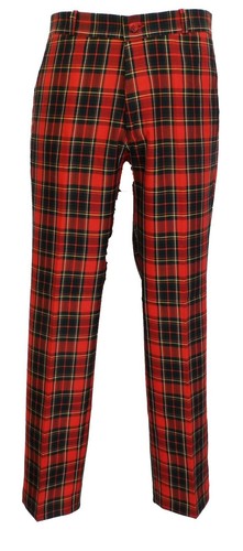 Relco Mens Red Tartan Check Slim Fit 