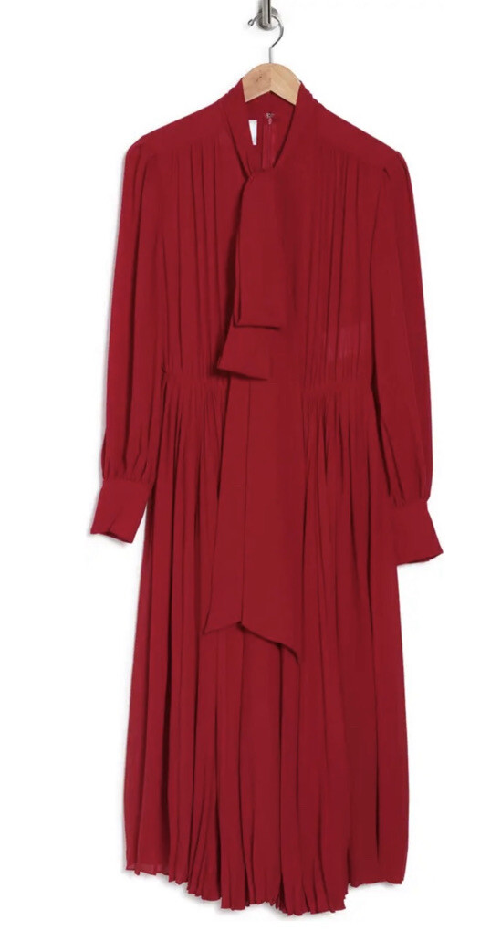 red valentino long sleeve dress Red Valentino Star Print Long Sleeve Midi Dress with Side Slit