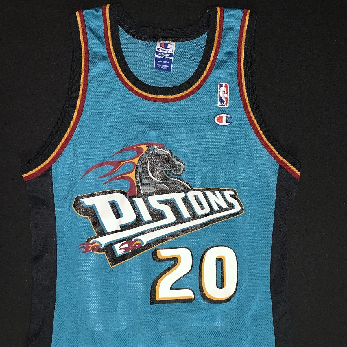 Rare Vintage Champion Allan Houston Detroit Pistons #20 Teal