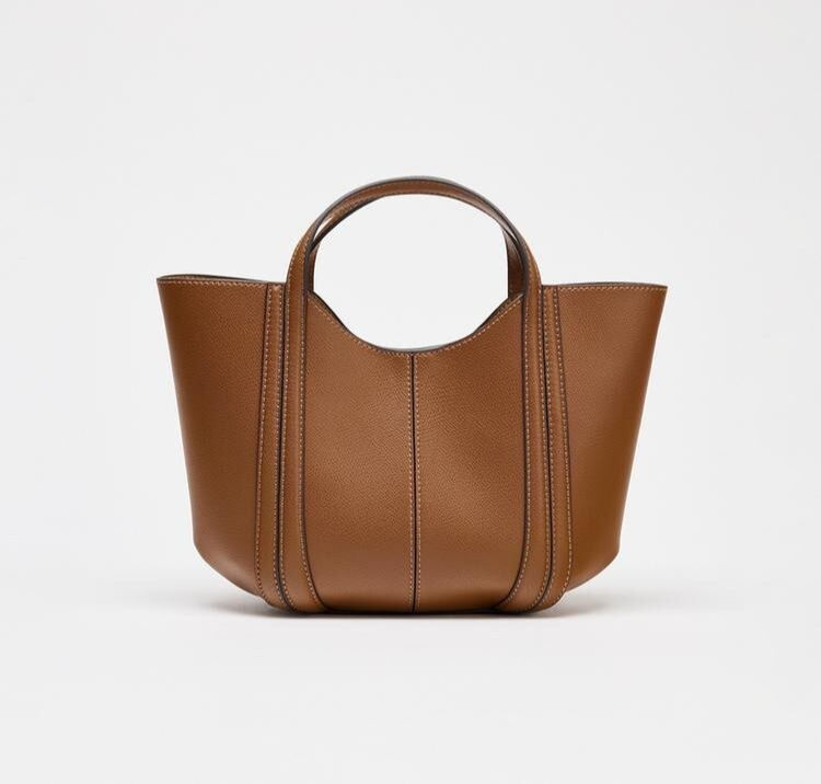 【ZARA】ステッチミニシティバッグ 6332/510/719 Zara Stitched Mini City Bag Ecru 6332/510/719 , Dark Golden