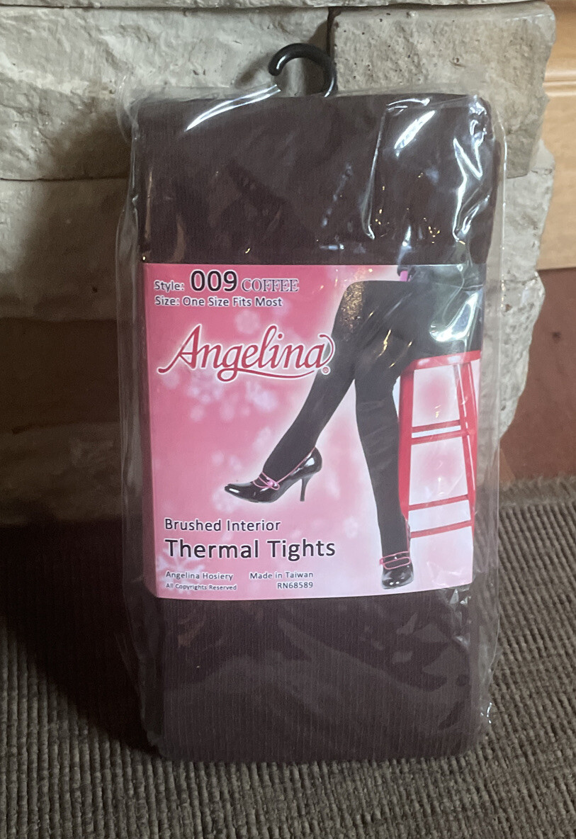 Angelina Hosiery One Piece Fleece Brushed Interior Thermal Tights 009-Coffee