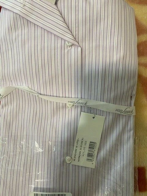 Brand NEW VAN LAACK Handmade French cuffs purple Stripes Shirt (SZ: 15.5 / 39) - Image 3 of 3
