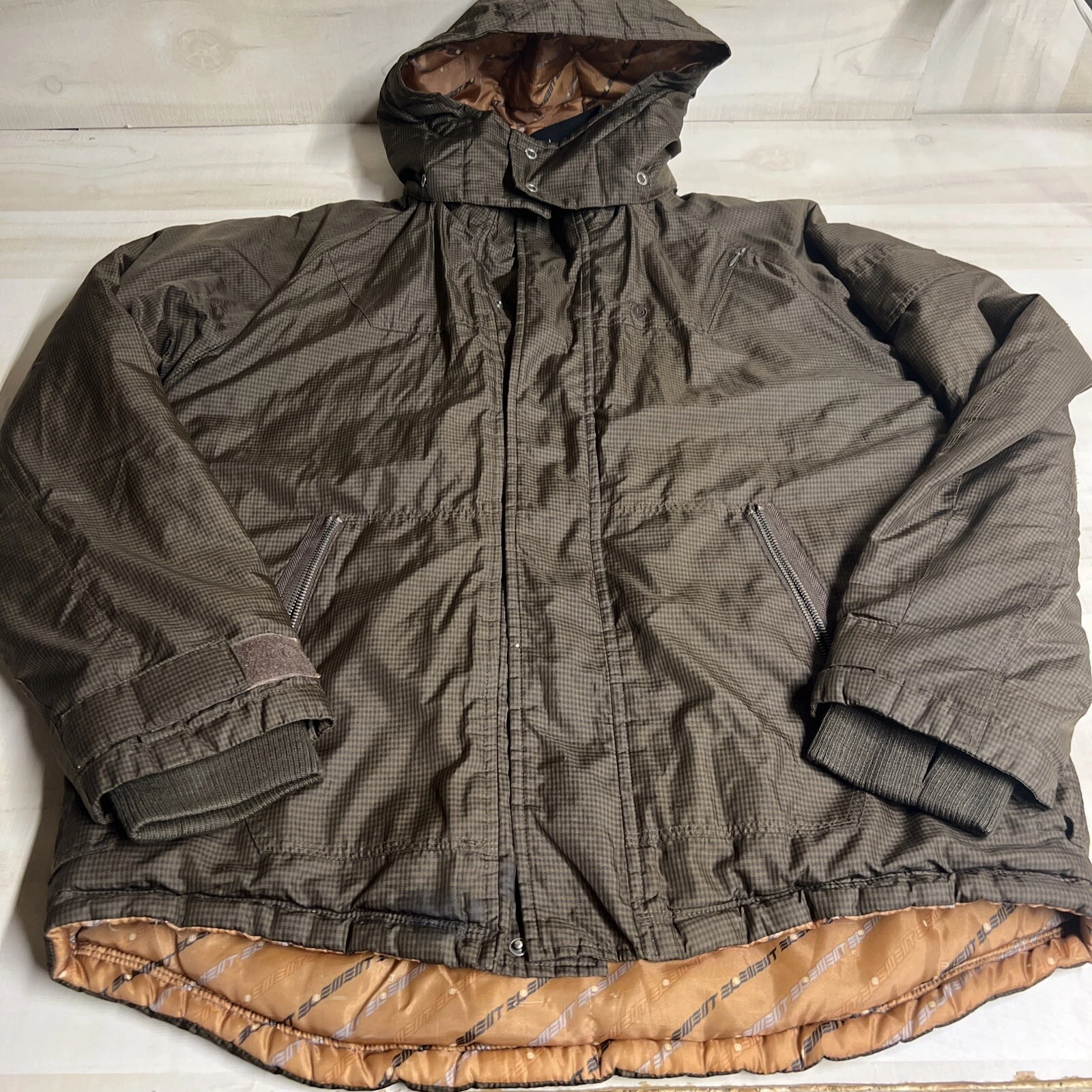Men’s Element Boards Brown Winter Parka Coat Medium Detachable Hood inside pocke