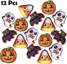  Halloween Plush 12 Pack | Assorted 5" Pumpkin, Bat, Ghost, Candy Corn | Fun Hal